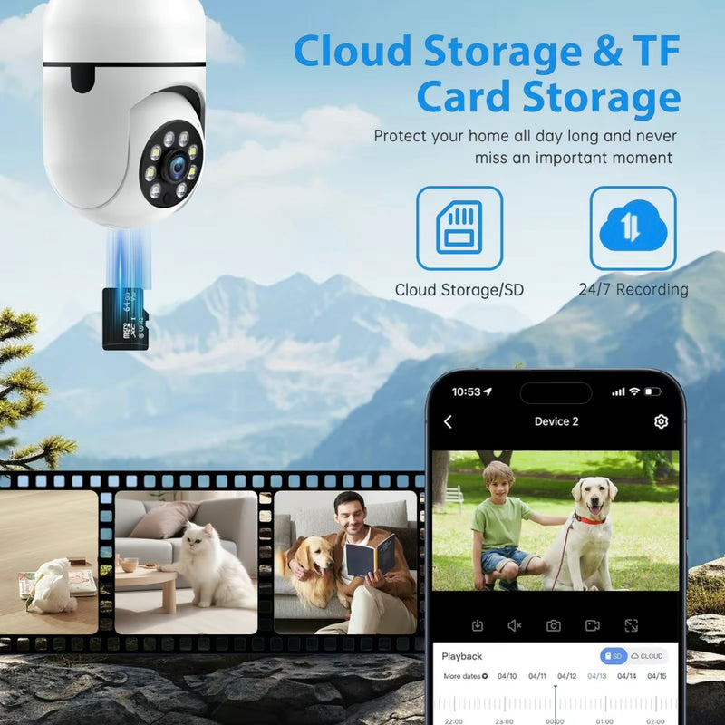 Sight Security® Ampoule intelligente 360° avec caméra de sécurité intégrée
