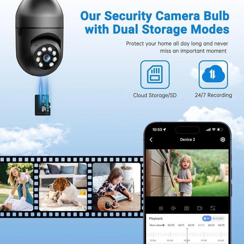 Sight Security® Ampoule intelligente 360° avec caméra de sécurité intégrée (BF)